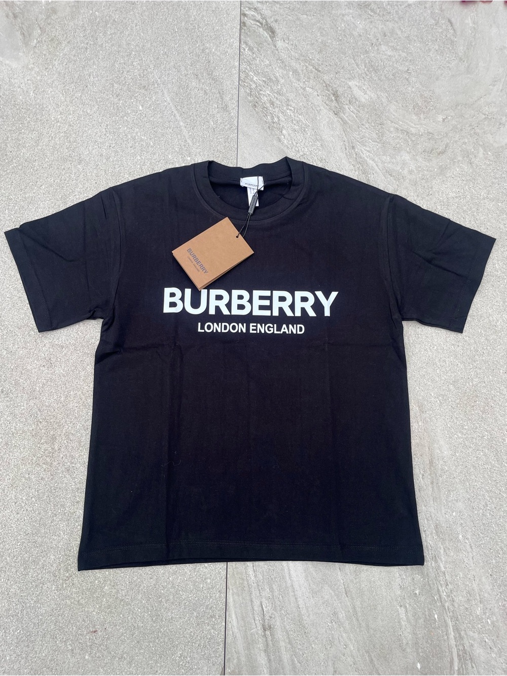 Burberry Black Tee with White Logo - Men's